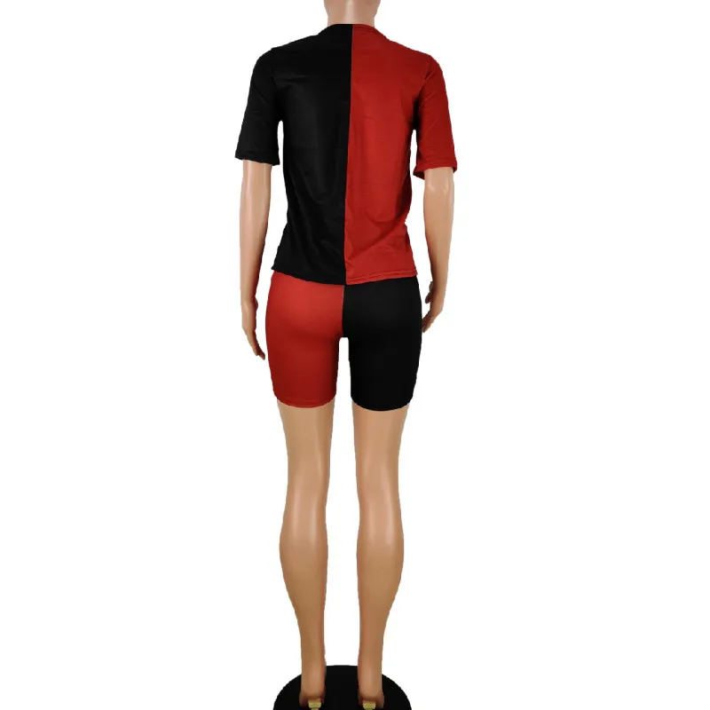 

HAOOHU Plus Size Two Piece Set Women Tracksuit Summer Outfits Letter Top Biker Shorts Sweat Suits Lounge Wear Matching Sets