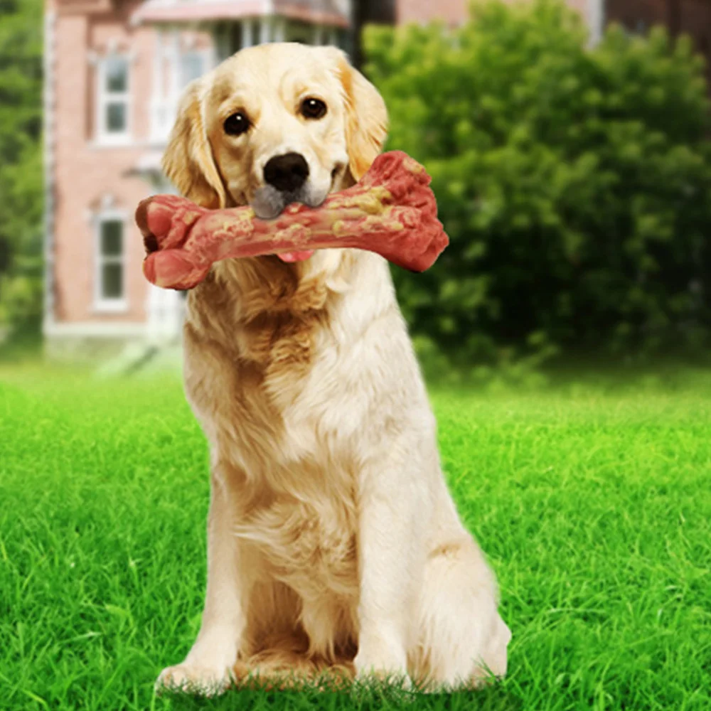 

Pet Dogs Teething Chewing Bone Squeaky Rubber Bone for Aggressive Chewers