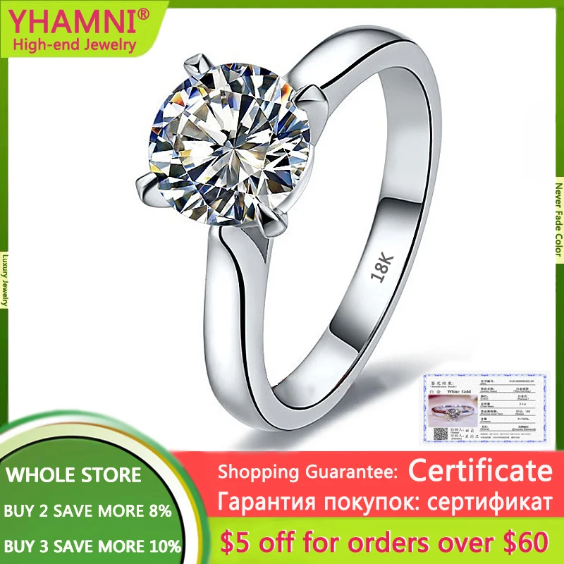 

High Quality Original 925 Silver Ring Fashion White Gold Ring Women's Exclusive 2.0ct Lab Diamond Wedding Ring