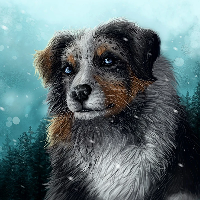100% Full 5D Diy Daimond Painting Cross-stitch Black Dog 3D Diamond Round Rhinestone Embroidery Diamant Decor | Дом и сад