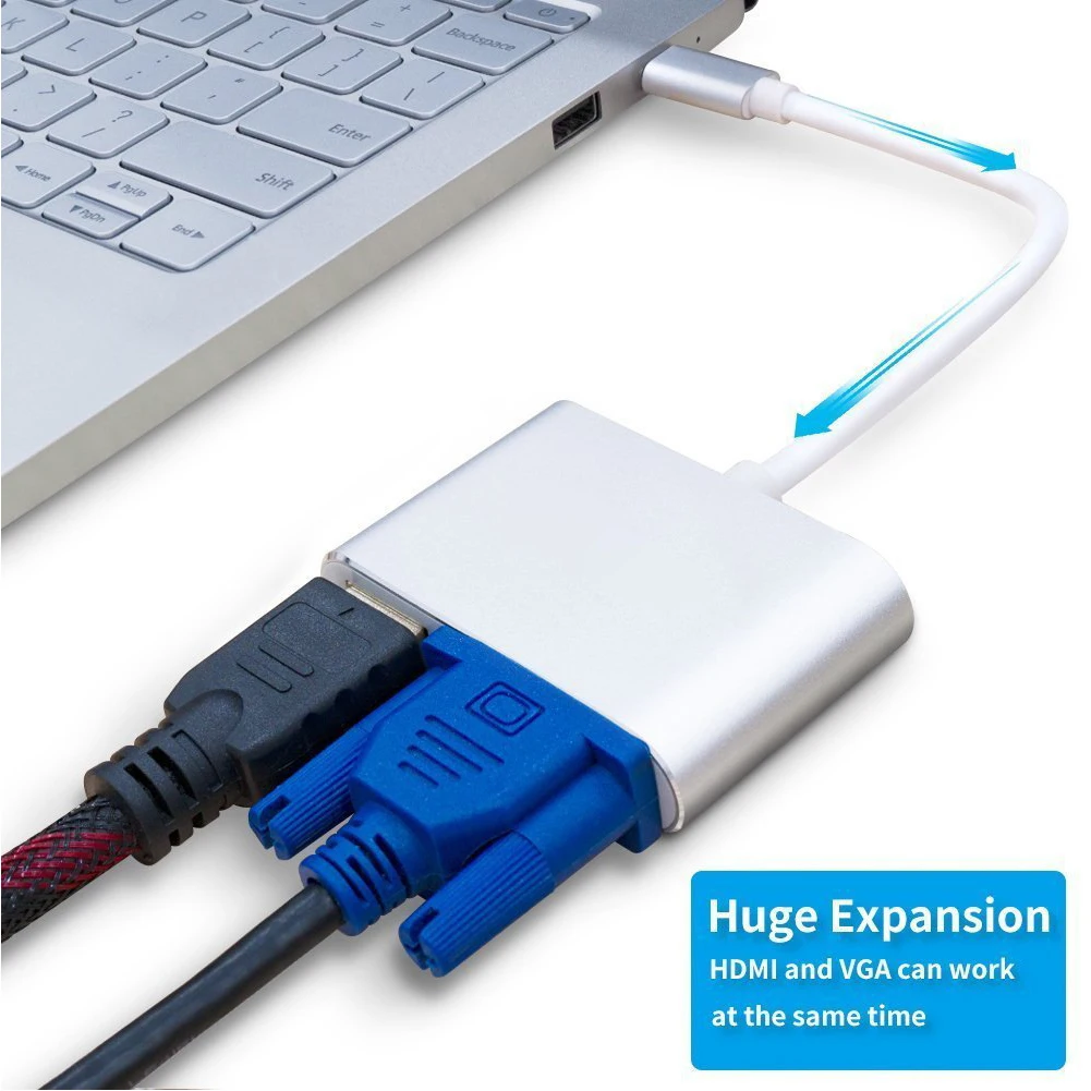 Тип-c к HDMI VGA дисплей 4K терминал передачи данных видео конвертер Поддержка