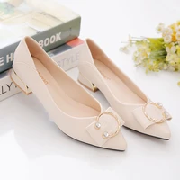 womens shoes womens single shoes 2020 new spring and autumn midsole with shallow pointy soft leather mary jane mother shoes
