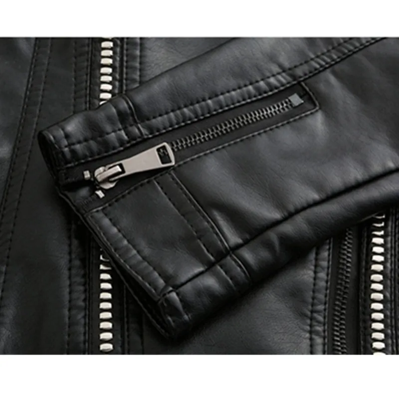 Женская короткая мотоциклетная куртка из ПУ кожи с длинным рукавом и заклепками |