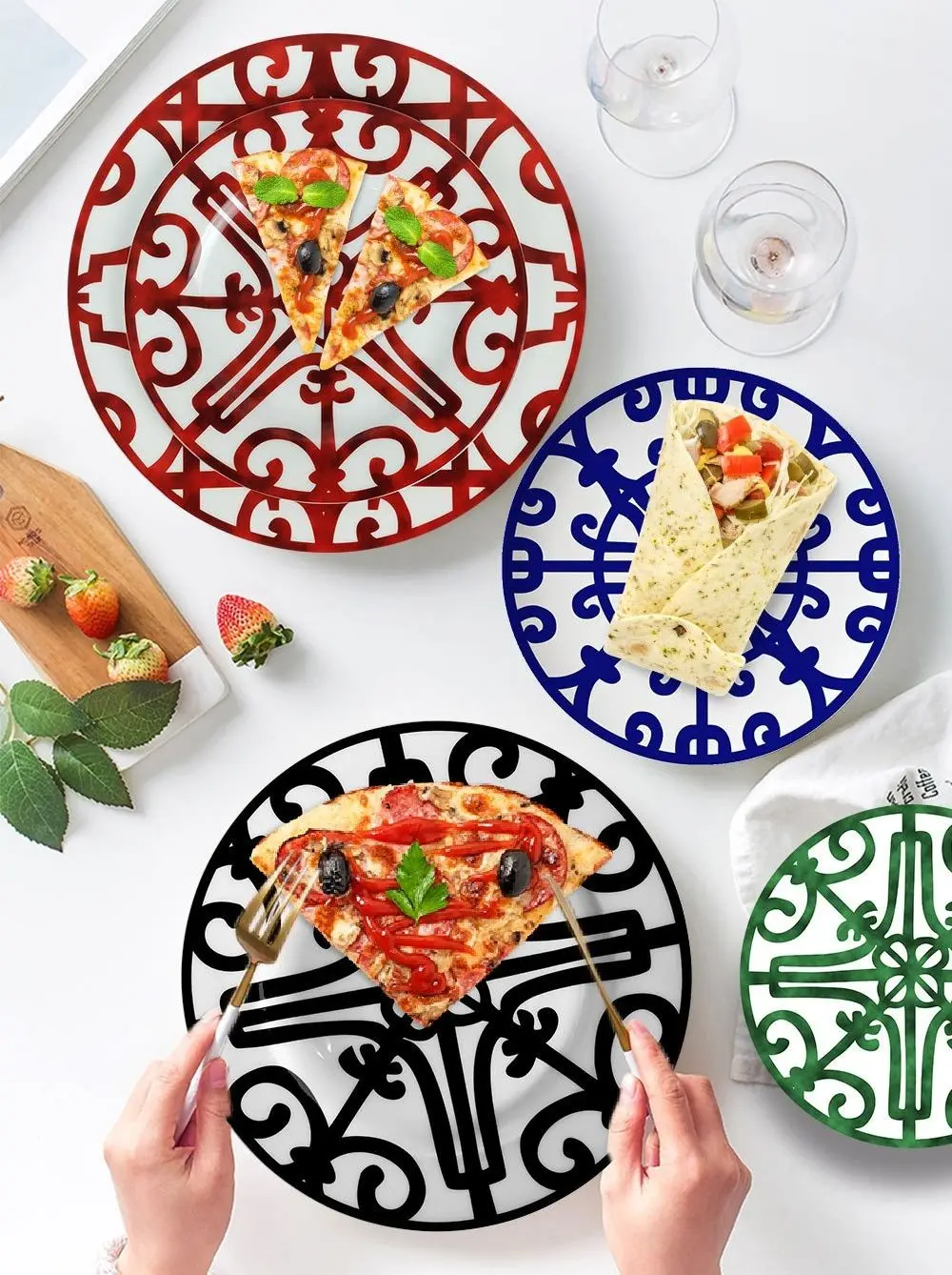 Обеденные тарелки керамический набор да для сердца тарелка платформы vajilla عاء