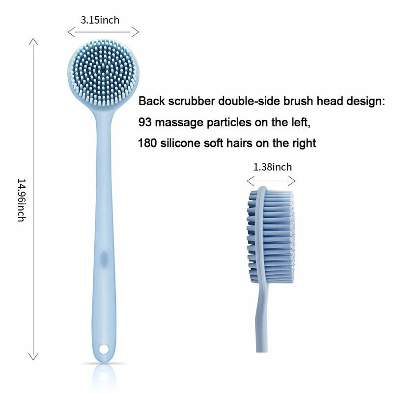

Silicones Double Side Bad Body Brush Long Steel Back Es Rubbing Massage Shower Cleaning Remove Exfoliating Bathroom Wash