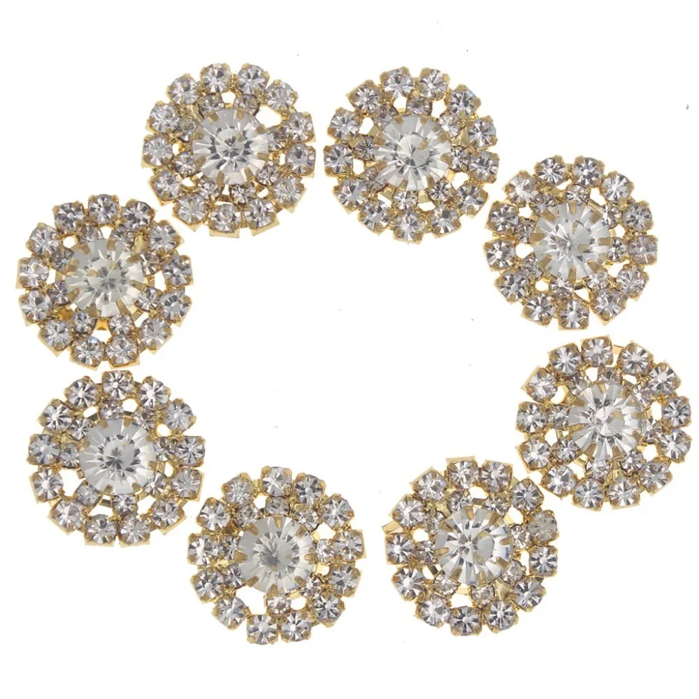 18mm Round Rhinestones Buttons Flatback Shank Button DIY Embellishment Hair Bow Interspersed Gem Decorative for Wedding Clothing