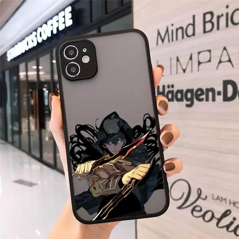 

Comics solo leveling cool black Sung Jin-Woo Phone Case Matte Transparent for iPhone 7 8 11 12 s mini pro X XS XR MAX Plus funda