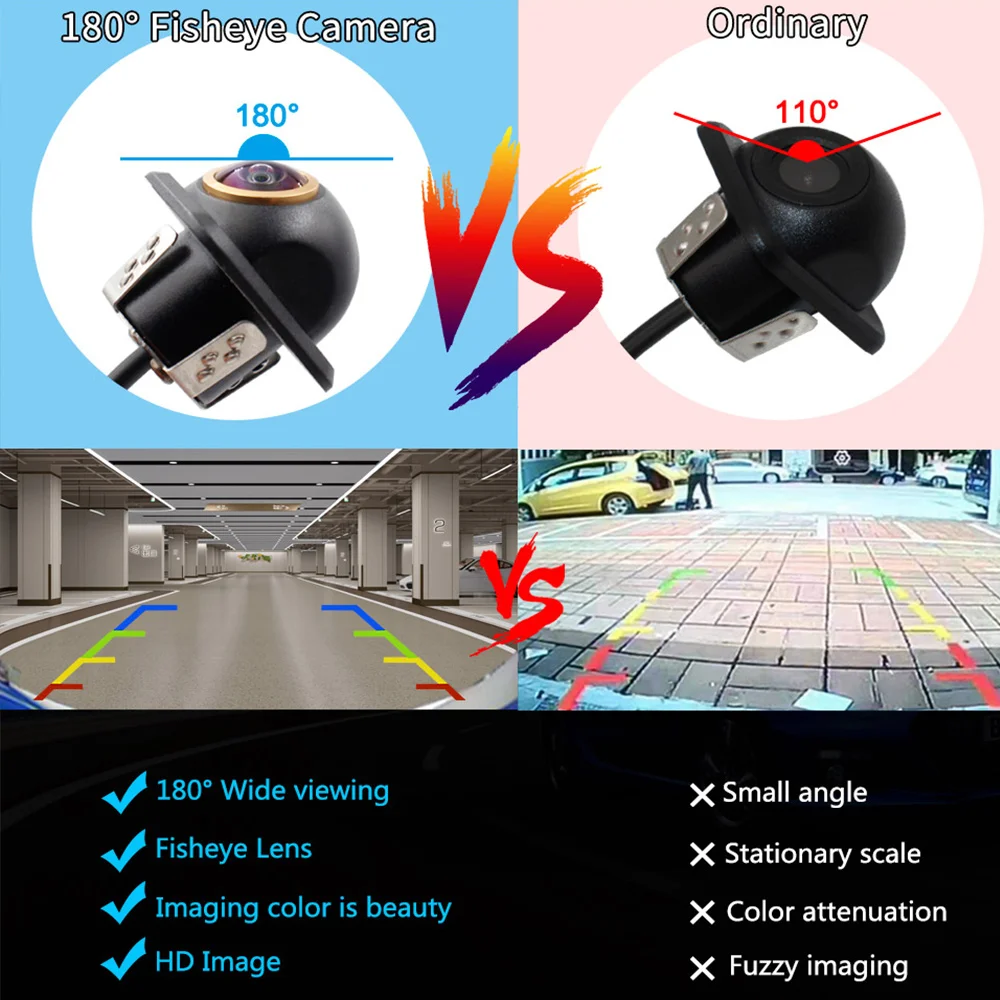Universal CCD AHD/CVBS Car Parking Rear View Camera 180 Degree Fisheye Night Vision Waterproof Reverse Auto Backup | Автомобили и