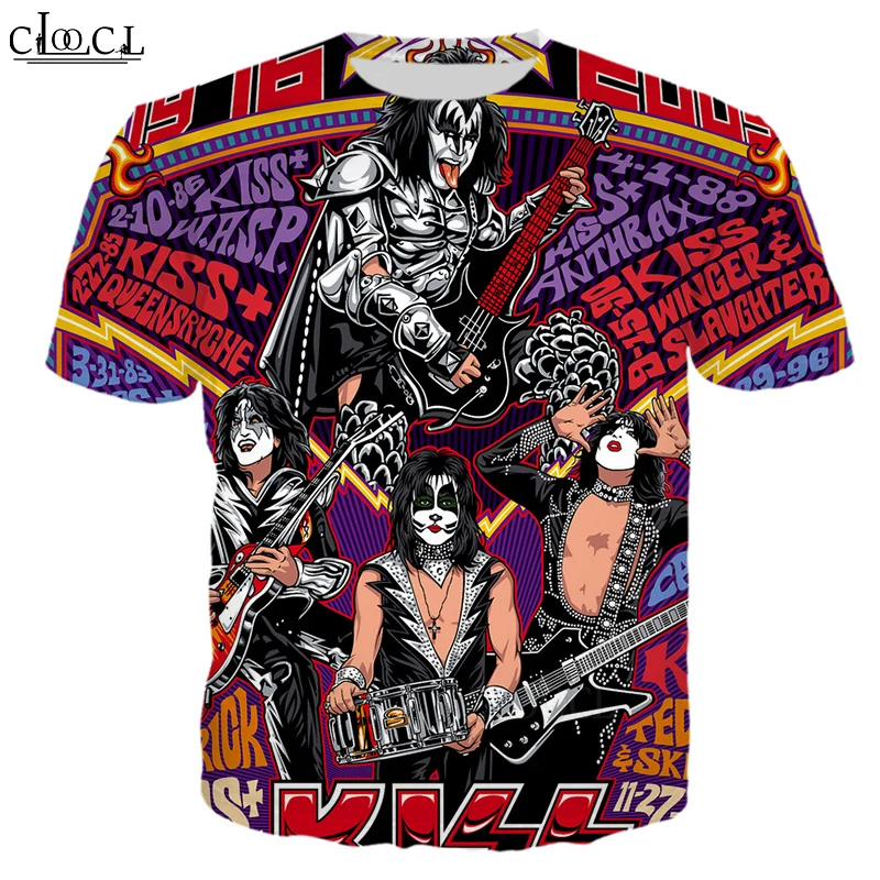 

HX Summer Fashion Short Sleeve T-Shirt 3D Print Men Women Rock Singer KISS Band Casual Streetwear Pullover Tops Drop Shipping