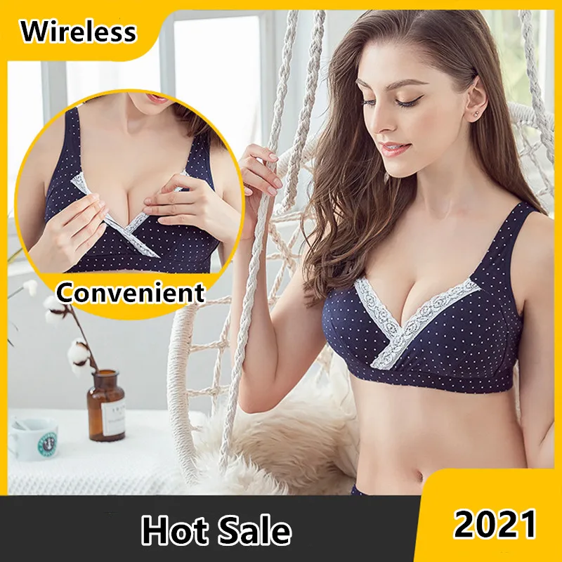 

Lace Cross Maternity Bra Cotton Wireless Nursing Bras for Feeding Nursing Underwear Clothes For Pregnant Women Breastfeeding