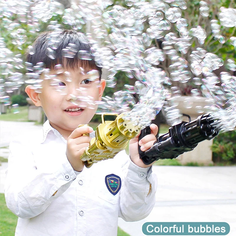 

Automatic Gatling Bubble Gun Machine 8 Hole Huge Amount Blowing Bubble Summer Outdoor Activities Fun Boy Toys For Kids Gift