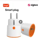 1-5 шт. Tuya Smart Zigbee 3.0 штепсельная вилка 16A EU Outlet 3680 Вт метр дистанционное управление работа с Alexa и Tuya Hub
