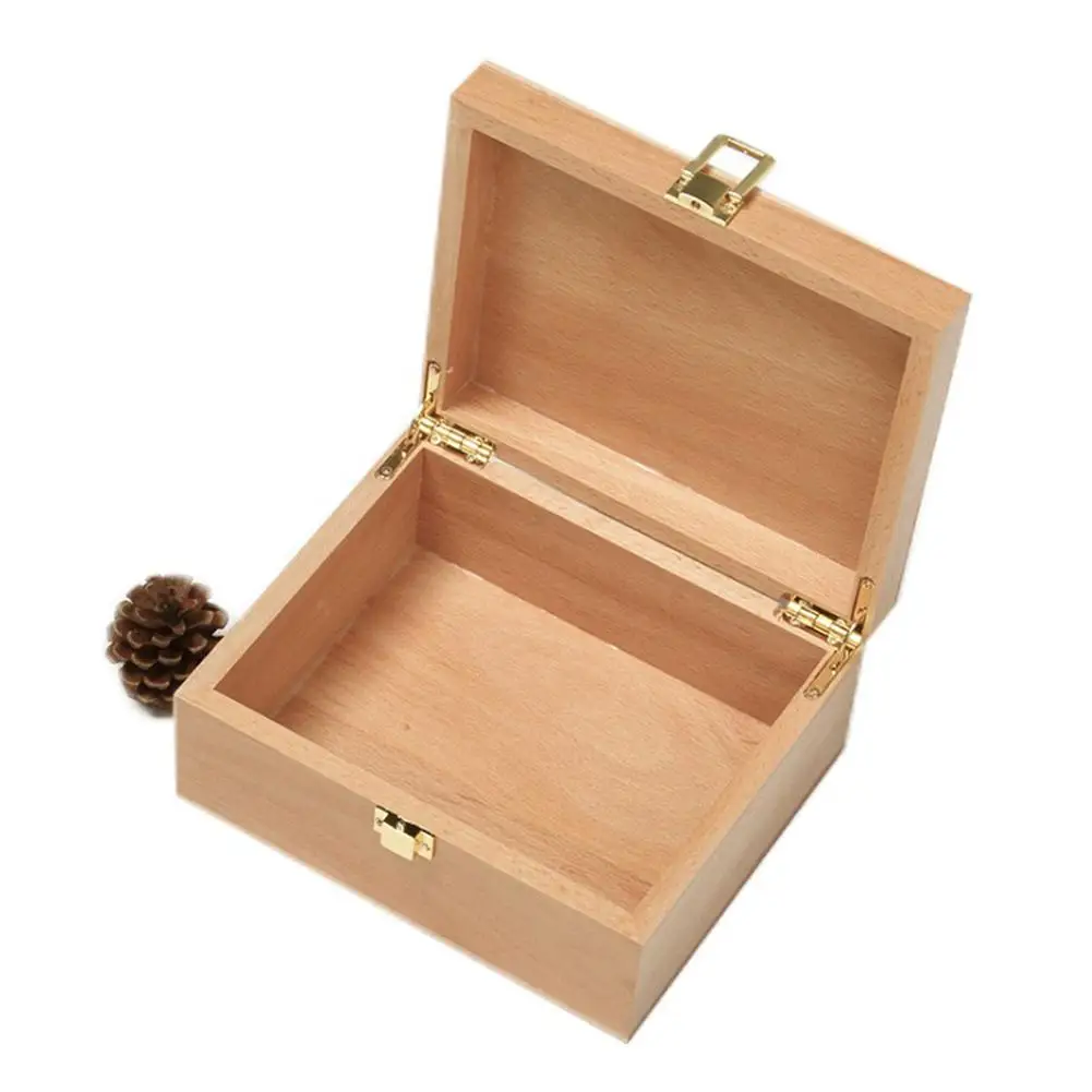 Большая деревянная коробка с откидной крышкой для хранения белая декоративные