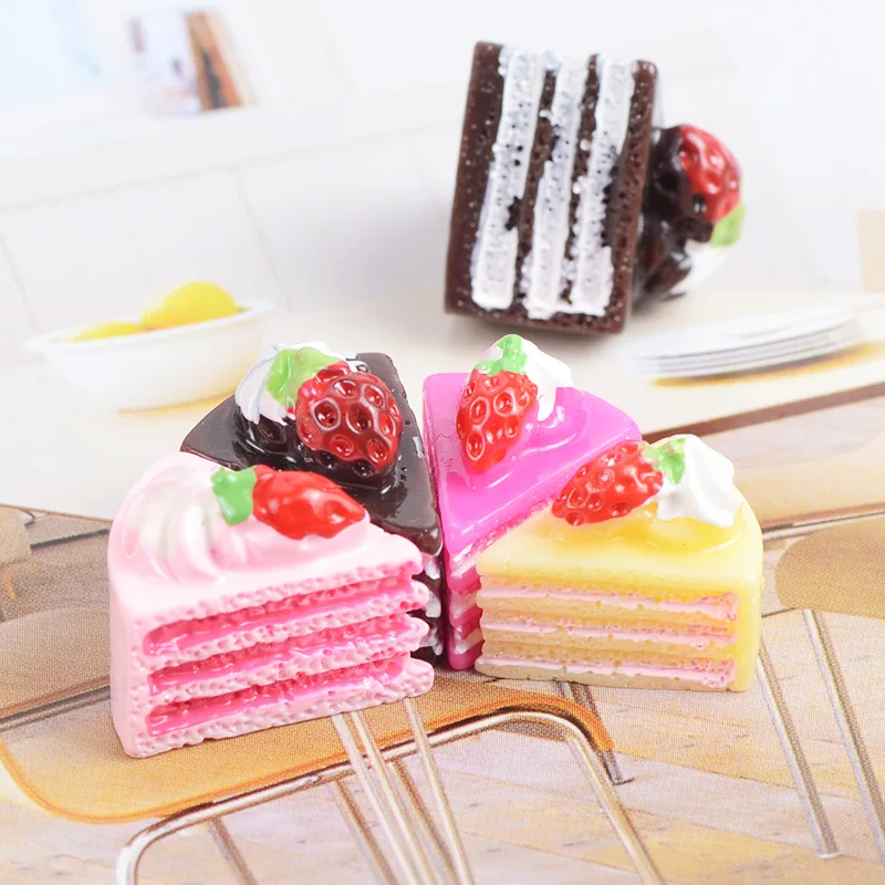 10 шт./лот искусственная клубника пирожное из смолы с плоской задней поверхностью