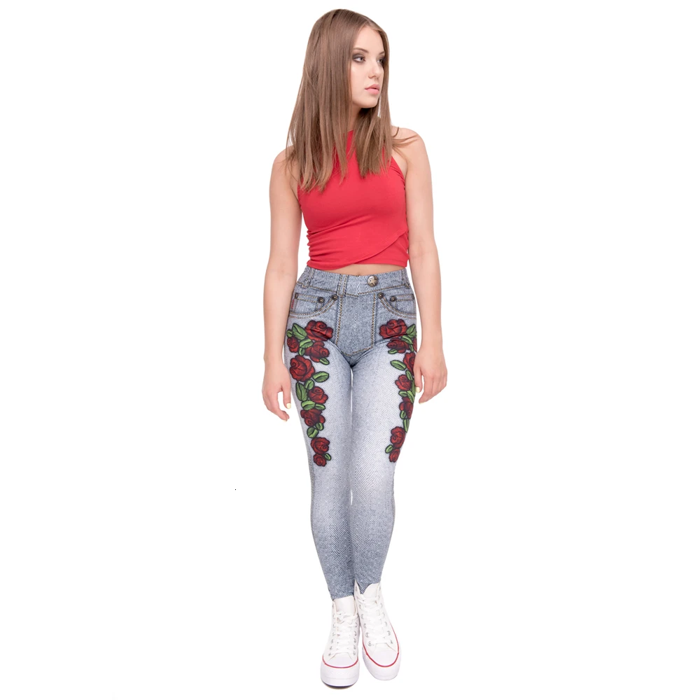 Дизайн, женские леггинсы, имитация джинсов, 3D принт, леггинсы для фитнеса, женские леггинсы, штаны для тренировок, леггинсы