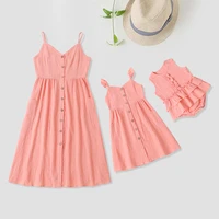 family matching clothes mom girls dresses cotton solid mother daughter dress outfits sleeveless mother and me dress baby rompers