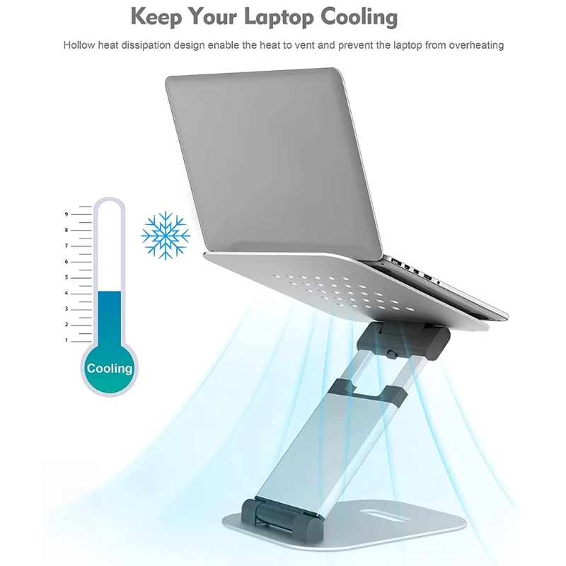 Offerte H7JF Tablet Da Tavolo In Alluminio Supporto Di Raffreddamento Supporto Per Notebook Antiscivolo Riser Di Raffreddamento Regolabile Per Laptop Da 11-17 Pollici