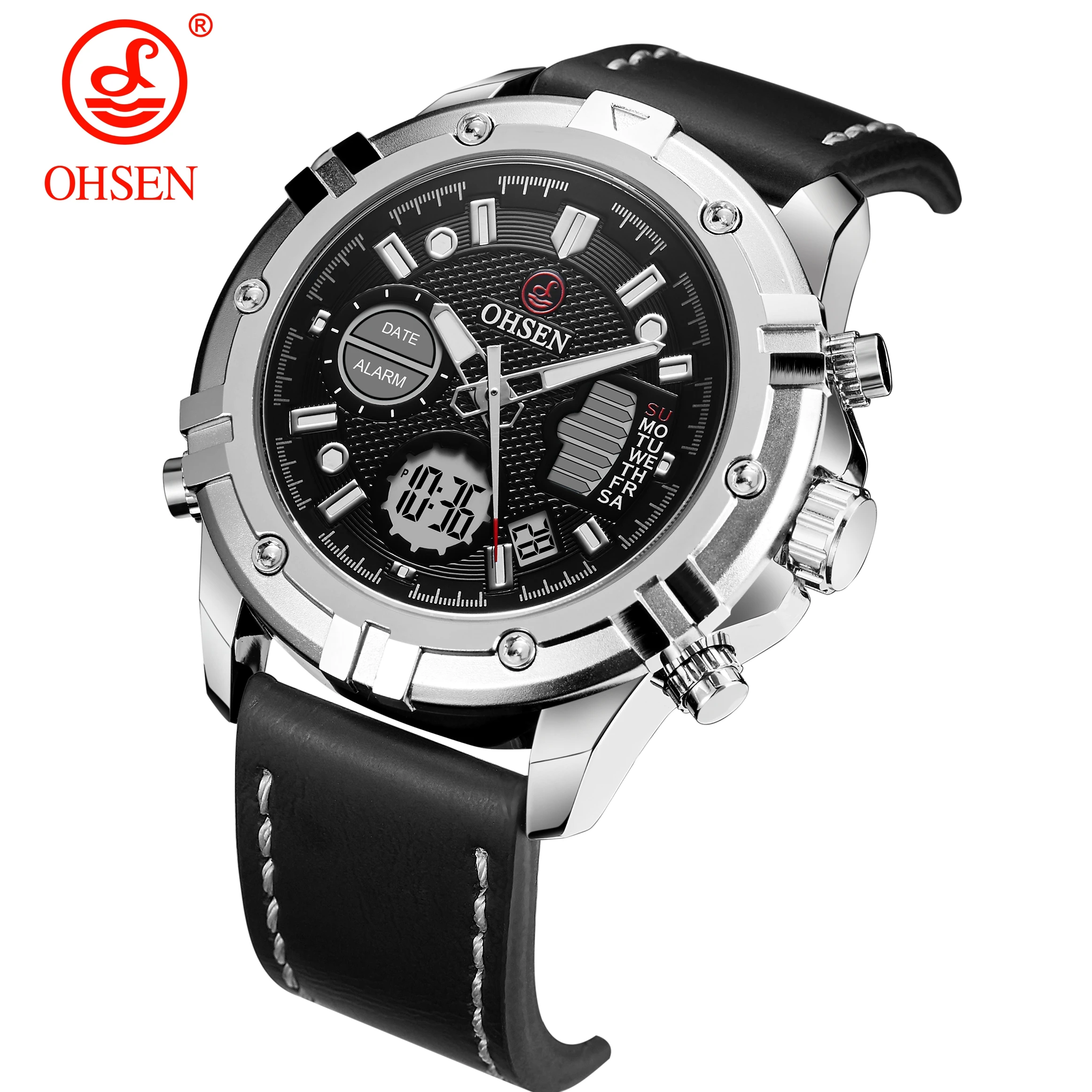 Модные мужские кварцевые часы черные армейские водонепроницаемые с двойным