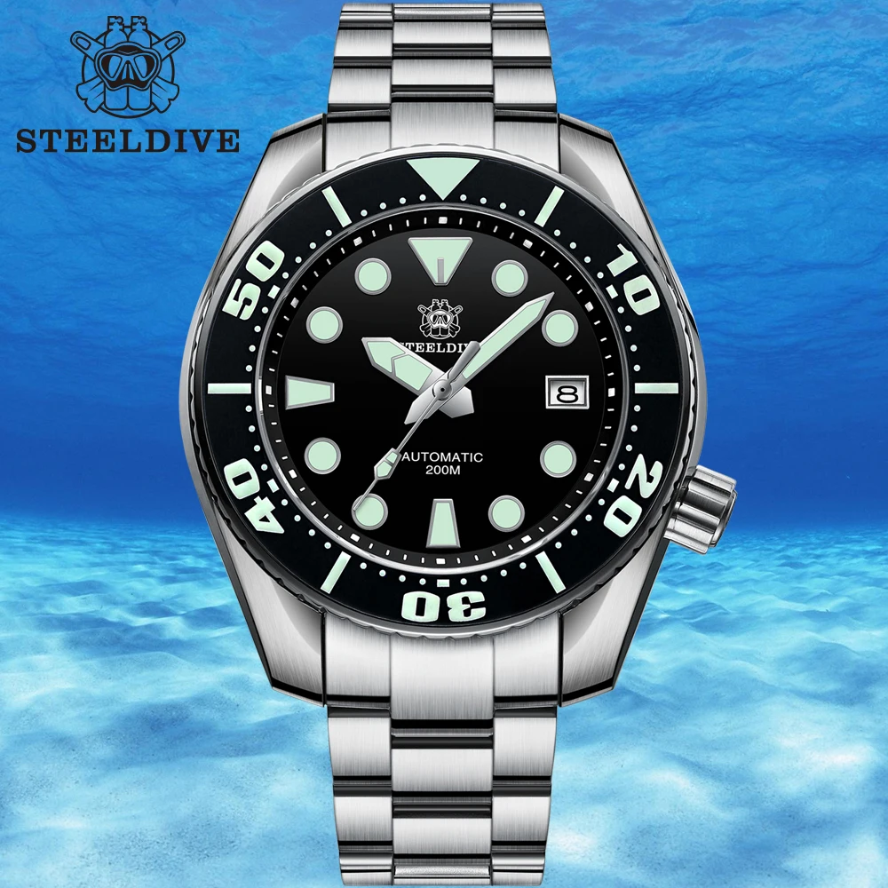 

STEELDIVE 1971 Mens Diver Watch Automatic Mechanical Self-Wind Watches BGW9 Swiss Luminous Sapphire Ceramic Bezel Waterproof