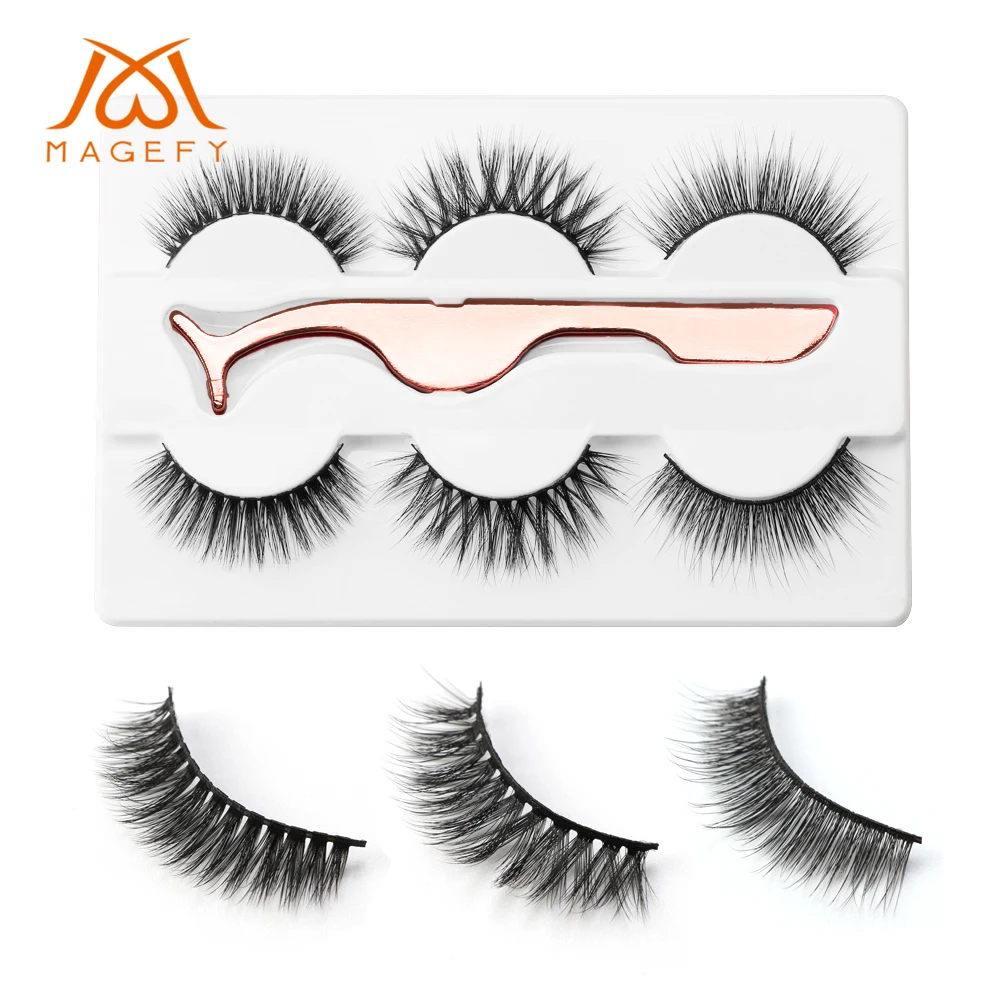 Накладные ресницы 3 пары накладные из норкового меха 1 шт. розовый и золотой цвет