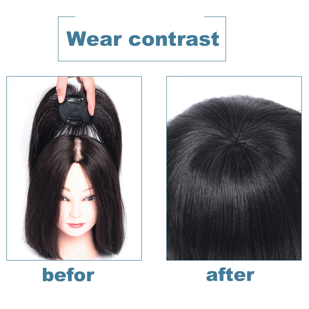 

XG 2 Clips In Topper One Piece Hair Piece Straight Synthetic Hair Extension Clip In Toupee For Women Available in 2 Lengths