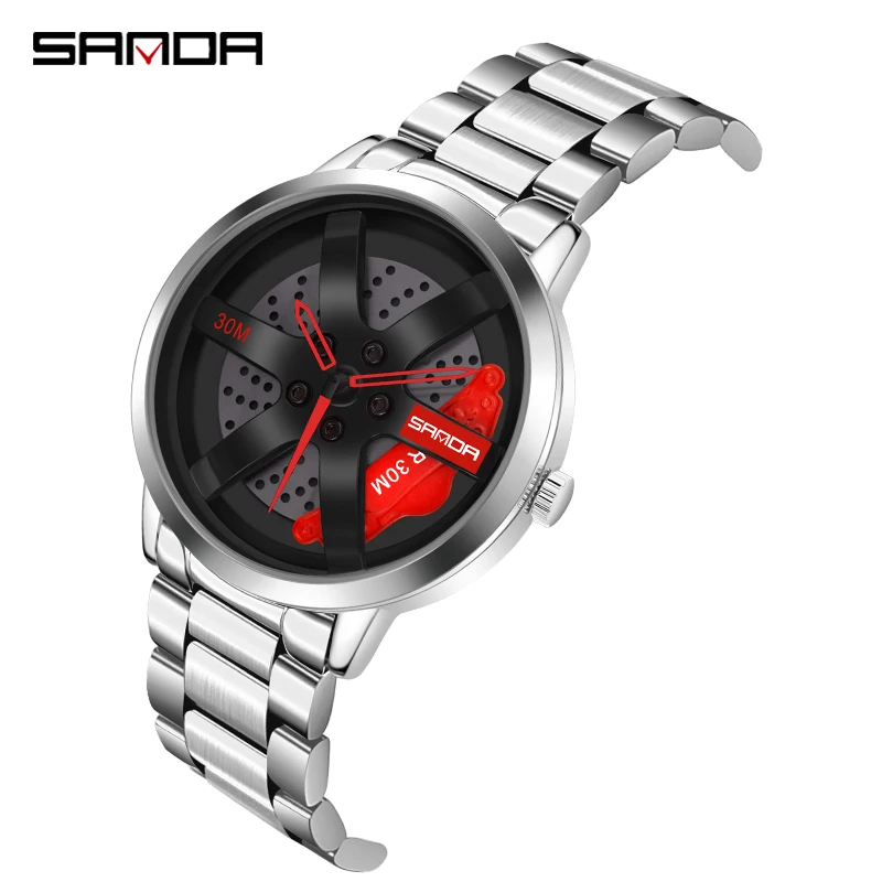 

SANDA new quartz watch men's casual personality hollow dial wheel design watch waterproof men's watch wristwatch for men pagani