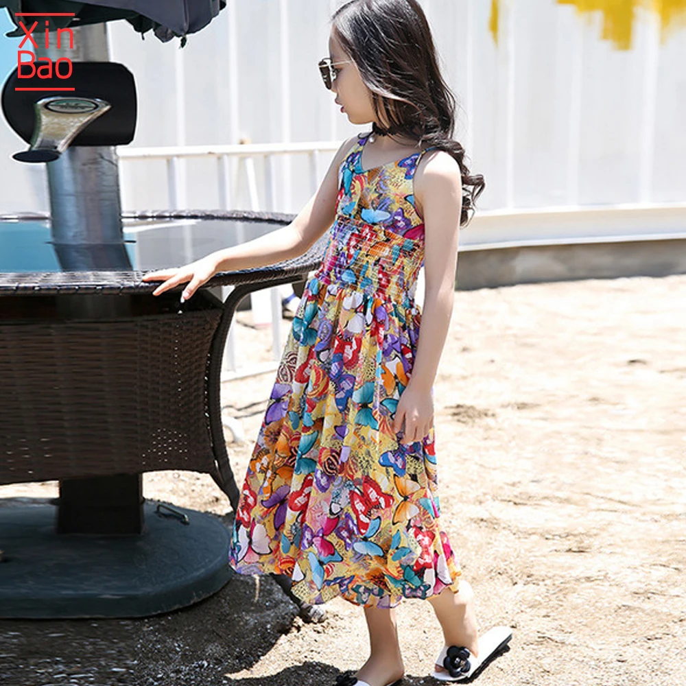Детское платье принцессы XINBAO летнее пляжное с цветочным рисунком для девочек 6 10