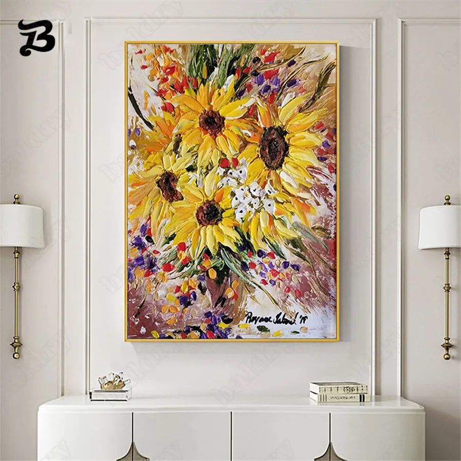 

Canvas Painting for Living Room Wall Art Sunflowers Painting In Full Bloom Oil Painting Sunshine Van Gogh's Famous Posters Print