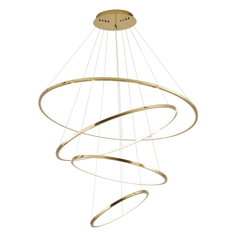 

Modern Design Gold Housing minimalist round pendant light designer hanging light suspension gold circle ring lamp led villa home