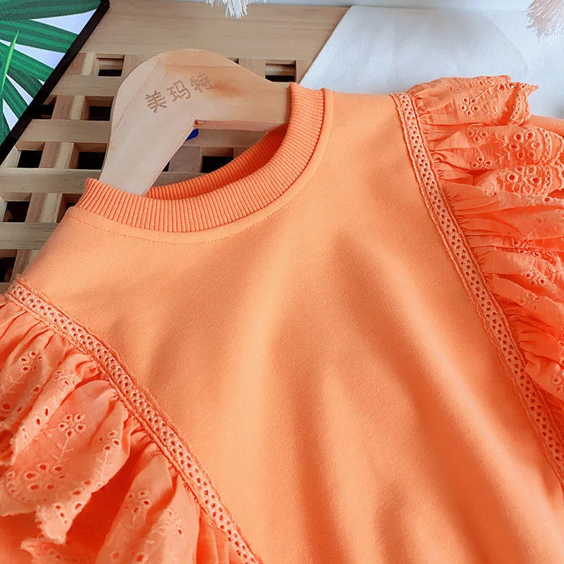 

New Baby Girl Lace Long Sleeved T Shirt Girls Kids Princess Sweatshirts Clothes Children Tops Wear Toddler Girl Fall Clothes