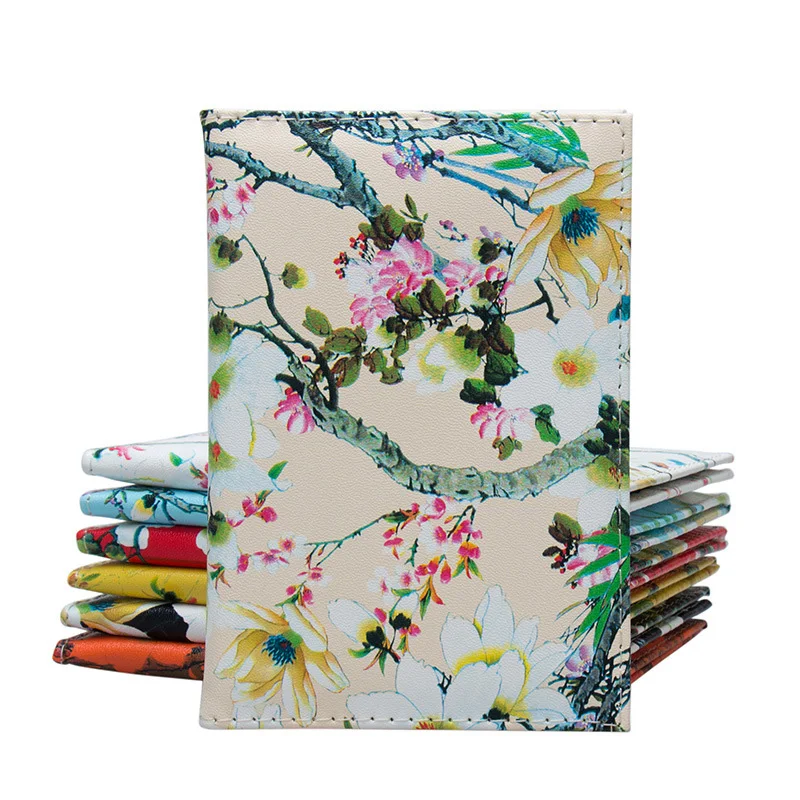 

New Beautiful Magnolia flower Passport Holder Women Fashion Travel Holder Wallet Floral Print Case Bag Passport Cover