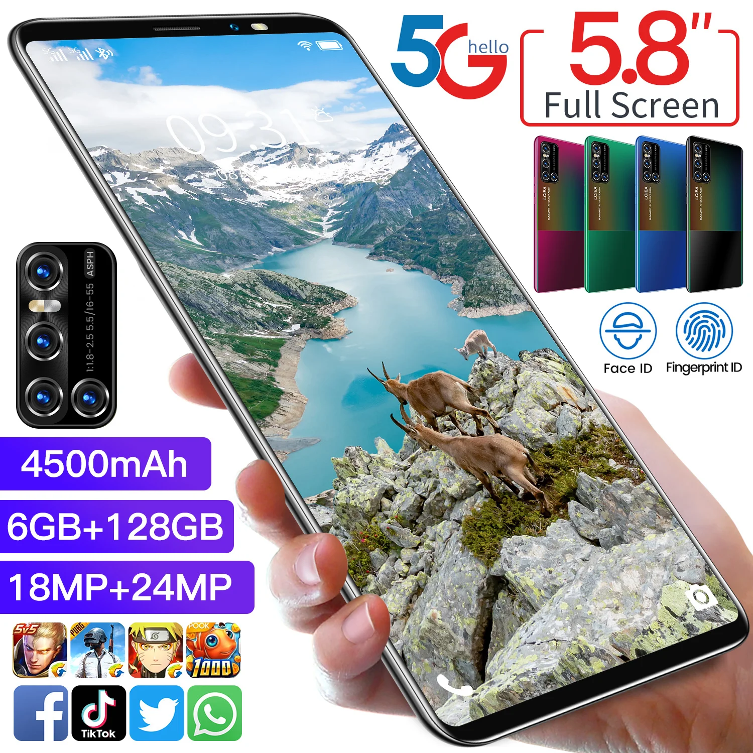

New Global Version V19mini 5.8Inch Smartphone 4500mAh 8+256G Large Memory 4G 5G MobilePhone Support Face Fingerprint Dual Unlock
