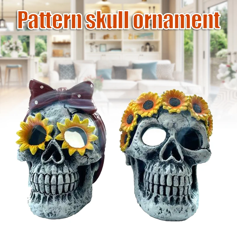 

Череп голова орнамент Творческий Изделия из смолы интерьера для дома Бар вечерние Хэллоуин REME889