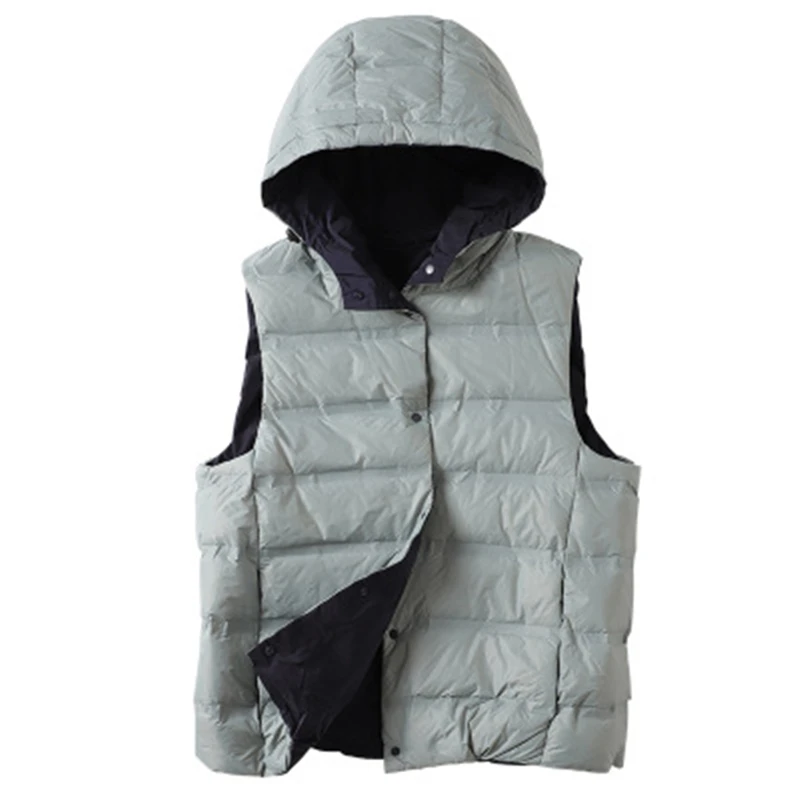 

2020 New Down Vest Winter Women's short light thin Hooded both sides wear Korean Slim plus size Vest Fashion Casual Coat M311
