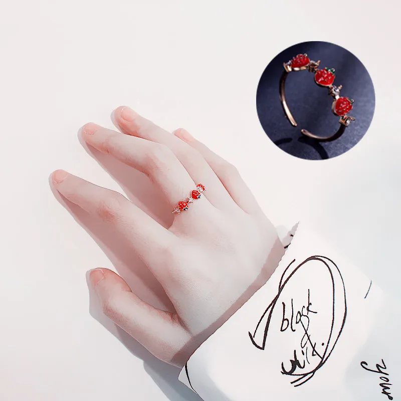 Новинка 2019 г. модные женские открытые Регулируемые кольца Стразы в виде фруктов