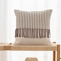 woven cushion cover 45x45cm 30x50cm throw pillow cover stripe jacquard boho style tassels for living room bed room home decor
