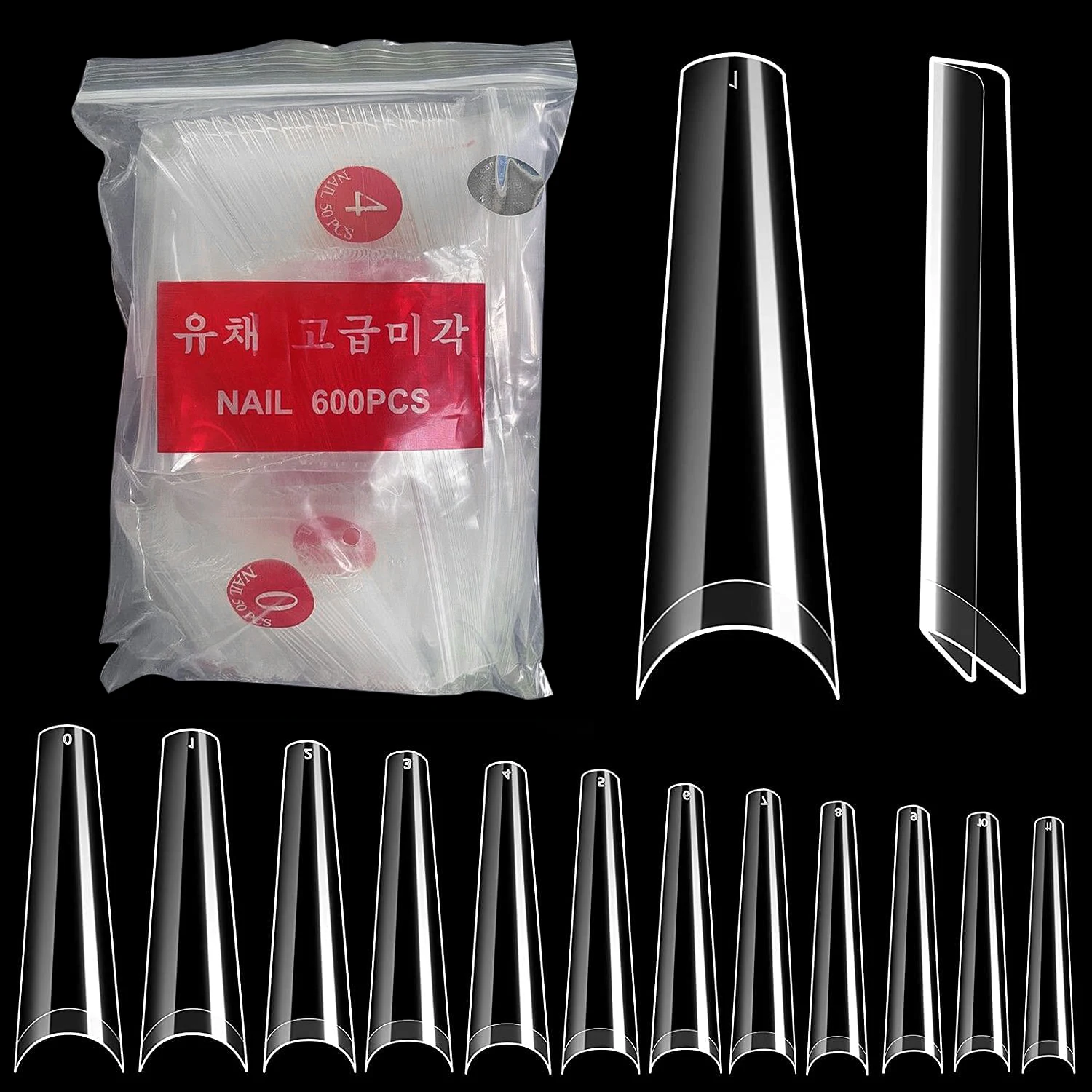 600 шт. XXL сверхдлинные Типсы для ногтей профессиональный салонный прозрачный