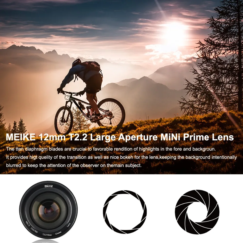 Meike MK 12 мм T2.2 большая апертура ручная фокусировка Cine объектив для Micro Four Thirds(MFT, M4/3) крепление для Olympus Panasonic+ подарок