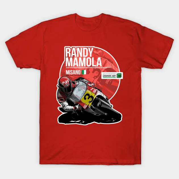 

Men T-Shirt Randy Mamola 1987 Misano Tshirt Women T Shirt