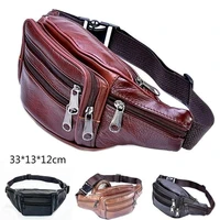 men pu waist belt bag hip purse travel carry on pouch bag high quality outdoor sport fashion leather zipper waist bag
