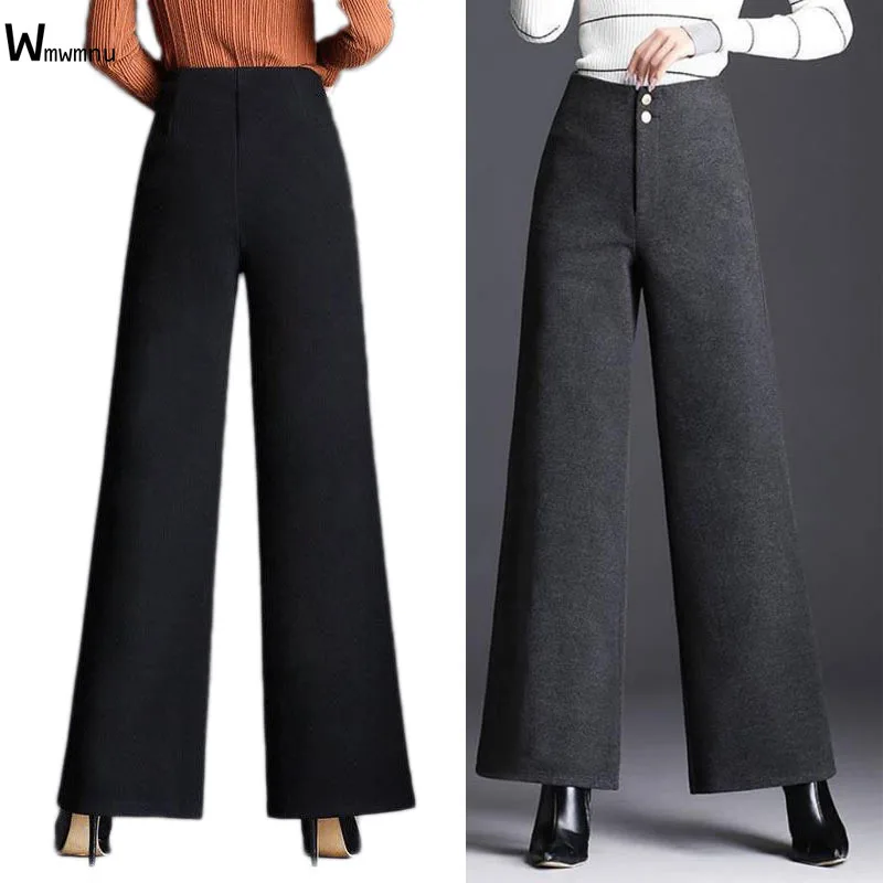 

Брюки женские зимние шерстяные прямые, с высокой талией, свободные, винтажные