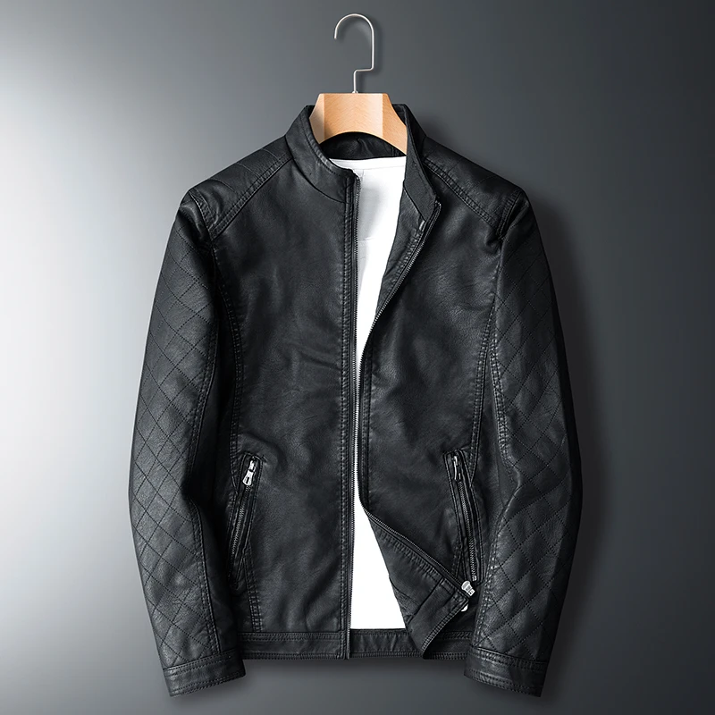 

Brand Mens Pu Leather Jacket Autumn Winter Coat Leather Jacket Male Plus Velvet Fashion Soild Motorcycle Leather Man Outerwear