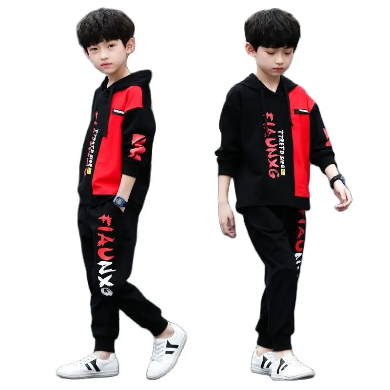 

Boys Clothes Sport Suit Casual Print Letter 4-10Year Kids Clothing Sets Autumn Winter Hoodies+Pant 2pcs Children Tracksuit