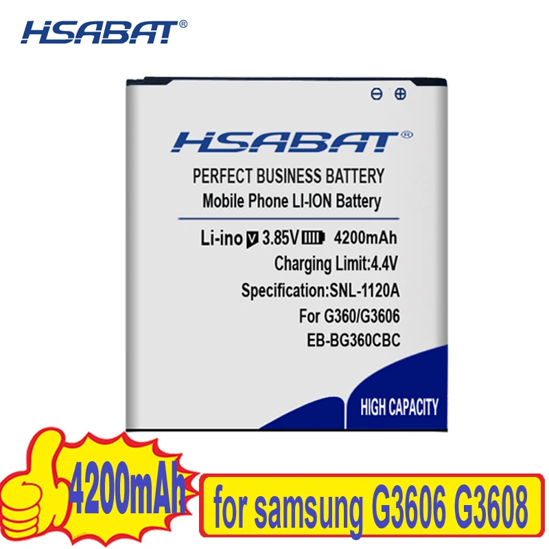 Аккумулятор HSABAT 4200 мАч для Samsung Galaxy Core Prime G3608 G3606 G3609 J2 Win 2 Duos батареи ТВ EB BG360CBC|battery for samsung|battery forbattery samsung galaxy |