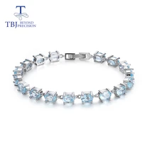 tbj 14ct natural sky blue topaz bracelet brazil oval57mm gemstone 925 sterling silver fine jewelry for women daily wear