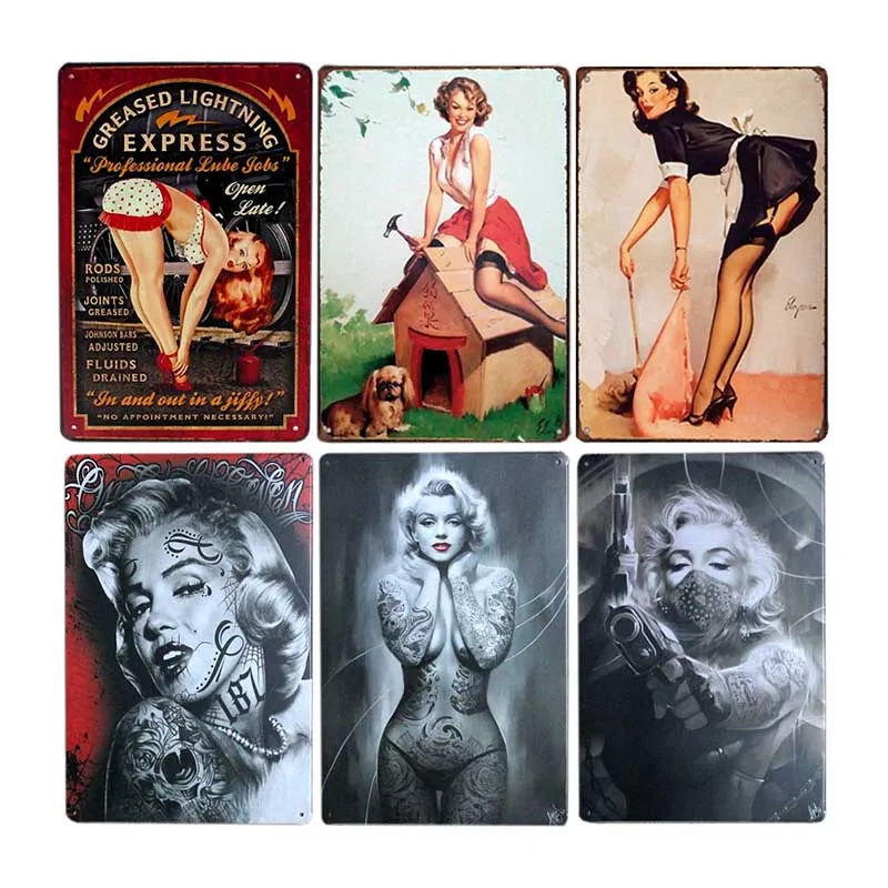 

Постер в виде винтажной девушки, металлический жестяной знак, украшение для кафе, паба, декоративный домашний декор 20x30 см