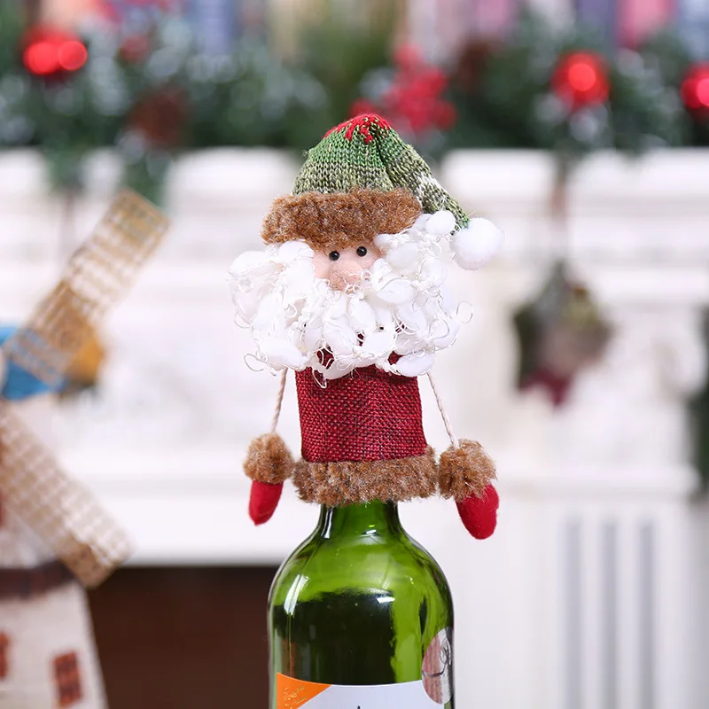Christmas Accessories Wine Bottle Cover Set Santa Claus Snowman Bottle Cover Bag New Year Xmas Dinner Party Christmas Decoration - Цвет: E