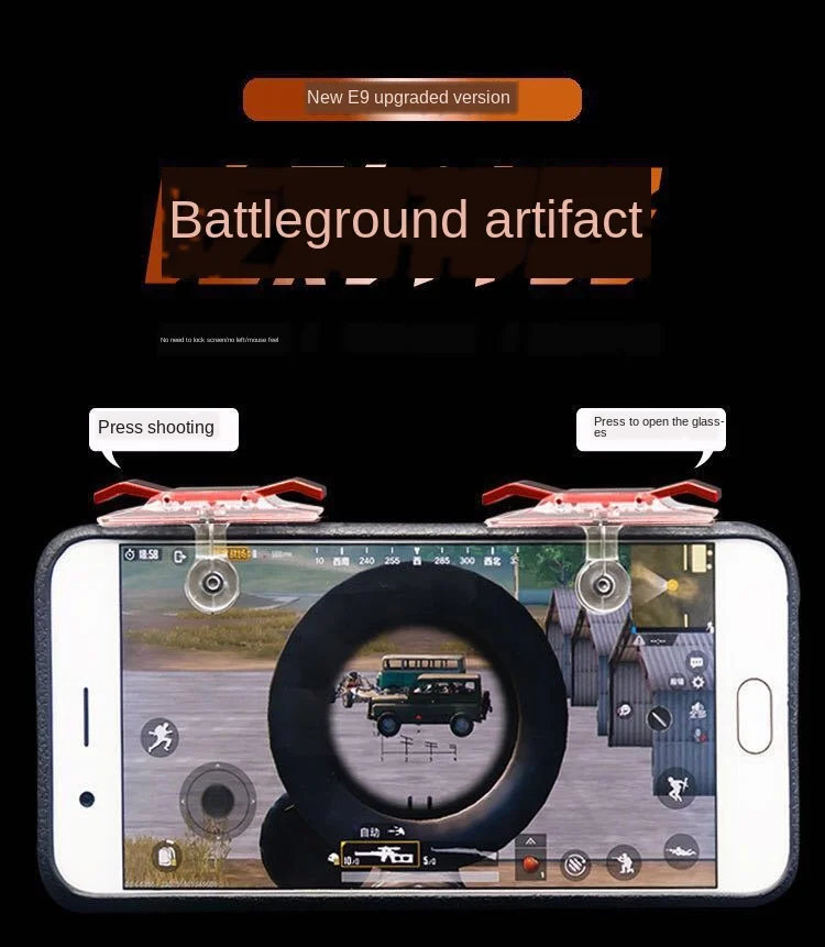 2 unids/lote E9 m&oacute;vil juego para tel&eacute;fono bot&oacute;n de disparo y controlador Joystick juego de supervivencia agarre R1L1 desencadenantes para cuchillos/PUBG/reglas-3