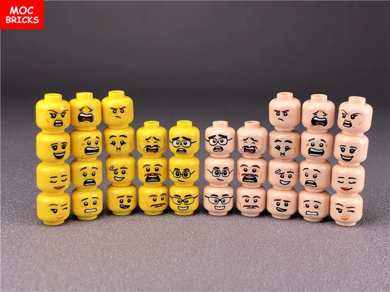 10 шт./лот MOC кирпичи новые мальчики и девочки лицо выражение фигурки голова DIY мини