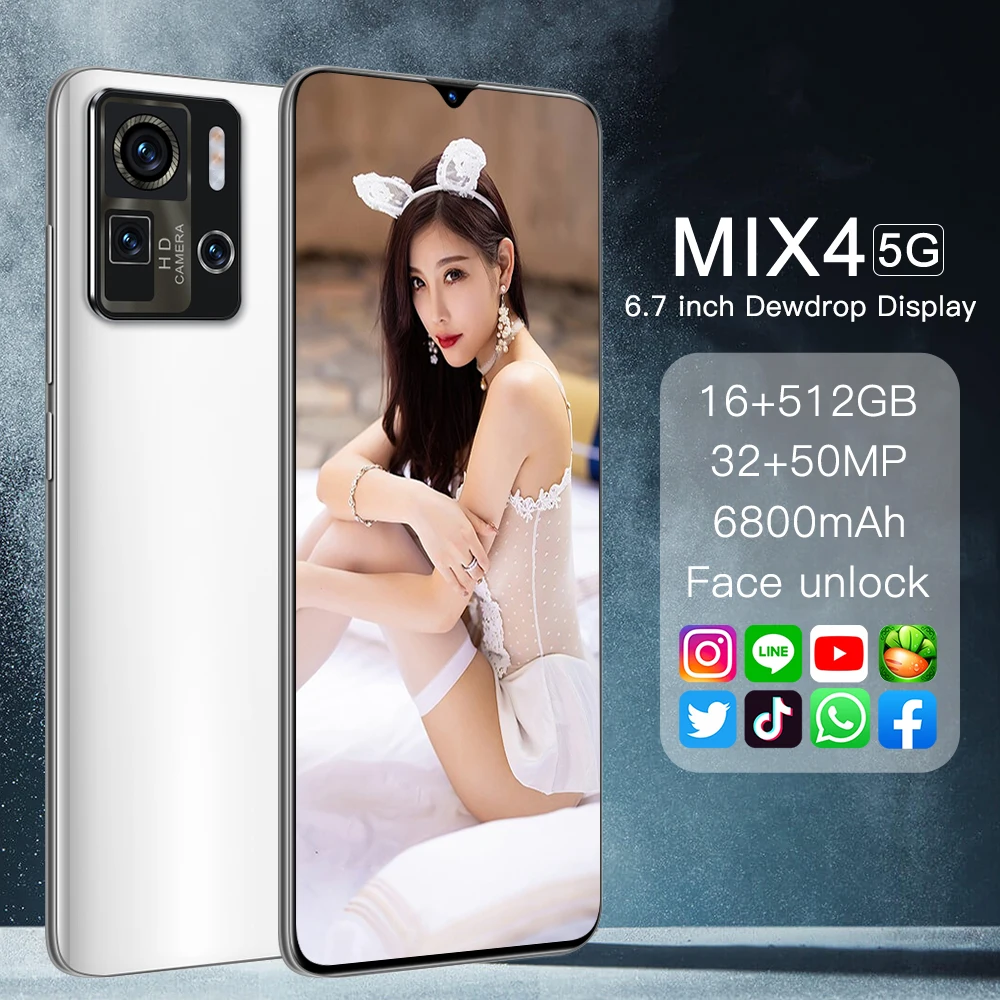 

Смартфон XaoMi Mix4, 2021 дюйма, 6,7 мАч, 16 ГБ + 6800 ГБ, 32 Мп + 50 МП